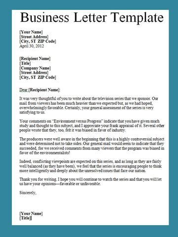 Get Business Letter Template Word - Project Management Excel Templates